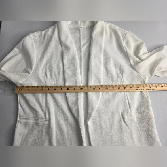 Maurices 2X Open White Blazer Ruched Sleeves Cj-3221 - Picture 6 of 11